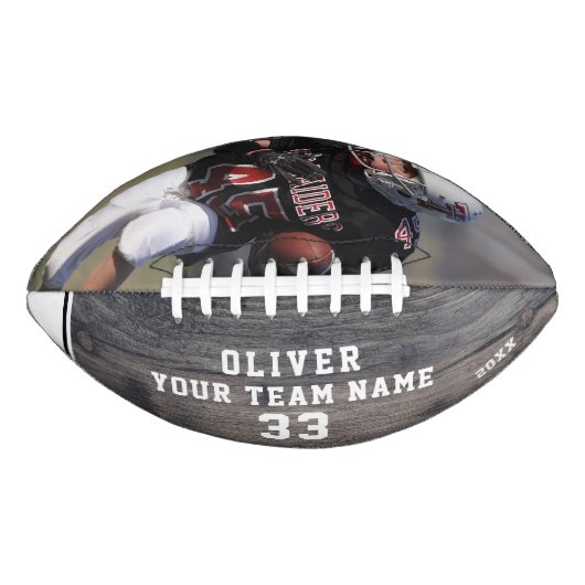 Rustic Wood Name Number Team Photo Football (Voorkant)