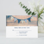 Rustic Wood Navy Banner Wedding RSVP-kaarten RSVP Kaartje (Staand voorkant)