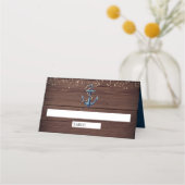 Rustic Wood Navy Blue Anchor Nautical Wedding (Voorkant)