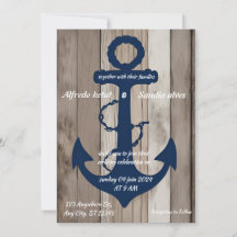 Rustic Wood Navy Blue Anchor Nautical Wedding