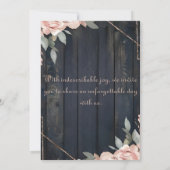 Rustic Wood Navy Blue Blush Pink Geometric Wedding Kaart (Achterkant)