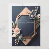 Rustic Wood Navy Blue Blush Pink Geometric Wedding Kaart (Achterkant)