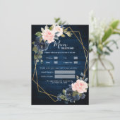 Rustic Wood Navy Blue Blush Pink Geometric Wedding Menu (Staand voorkant)