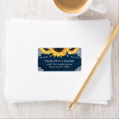 Rustic Wood Navy Blue Sunflower Wedding Address Etiket (Insitu)
