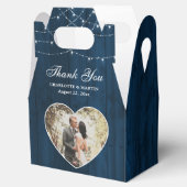 Rustic Wood Navy Blue Wedding Photo Bedankdoosjes (Geopend)