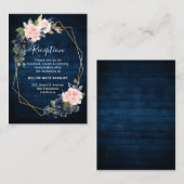 Rustic Wood Navy Blush Geometrische bruiloft recep Informatiekaartje (Voorkant / Achterkant)