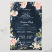 Rustic Wood Navy Blush Programme de mariage géomét (Dos)