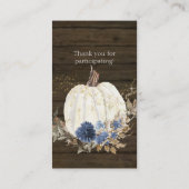 Rustic Wood Navy Dusty Blue Floral Raffle Visitekaartje (Achterkant)