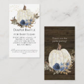 Rustic Wood Navy Dusty Blue Floral Raffle Visitekaartje (Voorkant / Achterkant)
