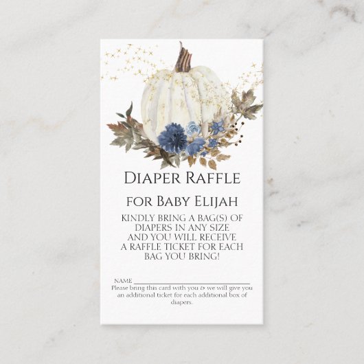 Rustic Wood Navy Dusty Blue Floral Raffle Visitekaartje (Voorkant)