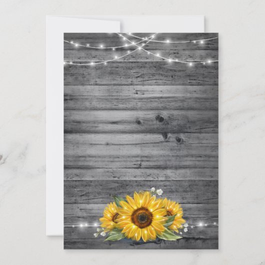 Rustic Wood Navy Lace Sunflower Weddenfoto Save The Date (Achterkant)