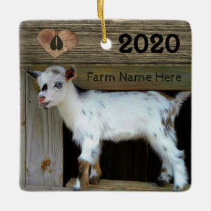 Rustic Wood Nigerian Dwarf Goat Hoofprint op hart Keramisch Ornament