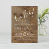 Rustic Wood Oh Baby gecoed baby shower Kaart (Staand voorkant)