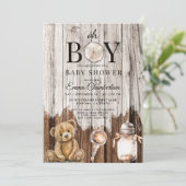 Rustic Wood Oh Boy Baby shower Invitation (Debout devant)