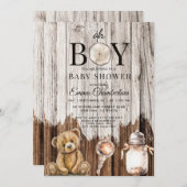 Rustic Wood Oh Boy Baby shower Invitation (Devant / Derrière)