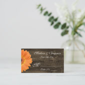 Rustic Wood Orange Gerber Daisy Mariage Carte Plac (Debout devant)