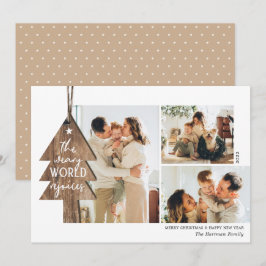 Rustic Wood Ornament 3 Foto-collage Kerstmis Feestdagenkaart