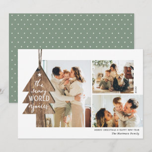 Rustic Wood Ornament 3 Foto-collage Kerstmis Feestdagenkaart