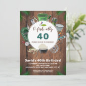 Rustic Wood Outdoor Vist uitnodiging op zaterdag (Staand voorkant)