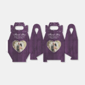 Rustic Wood Paars Wedding Photo Bedankdoosjes (Uitgevouwen)