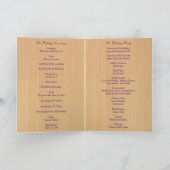 Rustic Wood Paarse Floral Wedding Program Kaart (Binnen)