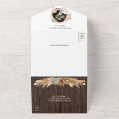 Rustic Wood Pampas Grass Gedroogde Palm Wedding All In One Uitnodiging (Buitenkant)