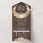 Rustic Wood Pampas Grass Gedroogde Palm Wedding All In One Uitnodiging (Binnen)