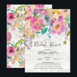 Rustic Wood Pastel Floral Bridal Shower Invitation<br><div class="desc">Jolies fleurs pastel disposées sur un arrière - plan en bois rustique avec un arrière - plan coordonné de motifs floraux.</div>