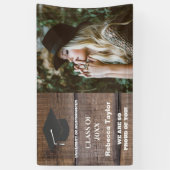 Rustic Wood Pattern Class of 2023 Photo Afstuderen Spandoek (Verticaal)