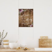 Rustic Wood Peonies & Lights Wedding Welcome Poster (Keuken)