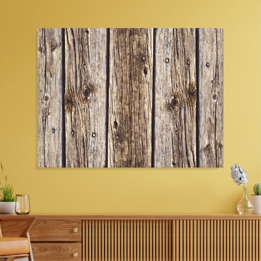 Rustic Wood Photo Realistic Aged Boards Canvas Afdruk (Insitu (Woonkamer))