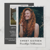 Rustic Wood Photo Sweet 16 Anniversaire Invitation (Devant / Derrière)