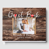 Rustic Wood Photo Wedding Gastenboek (Voorkant)