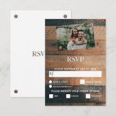 Rustic Wood Photo Wedding RSVP-kaarten RSVP Kaartje (Voorkant / Achterkant)