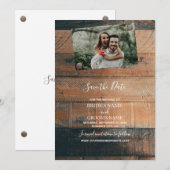 Rustic Wood Photo Wedding Save The Date (Voorkant / Achterkant)