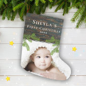 Rustic Wood Pine Baby's eerste kerstfoto Grote Kerstsok