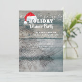 Rustic Wood Pine Cones Holiday Party Uitnodiging (Staand voorkant)
