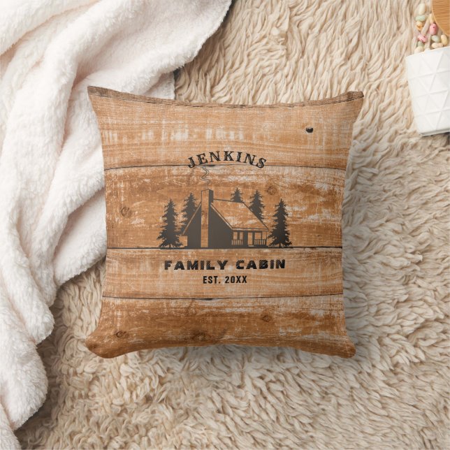 Rustic Wood Pine Forest Cabin Lodge Personalized Kussen (Deken)