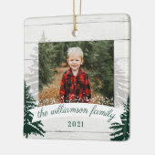 Rustic Wood Pine Kerstbomen Foto Keramisch Ornament (Links)