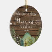 Rustic Wood Pine Trees Wedding Ornament Gift (Rechts)