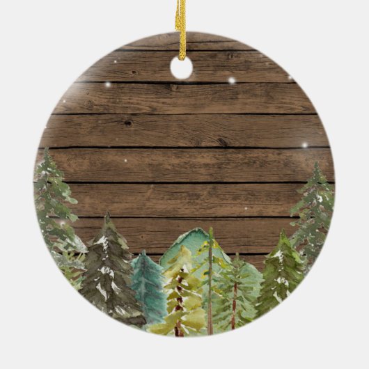 Rustic Wood Pine Trees Wedding Ornament Gift (Achterkant)