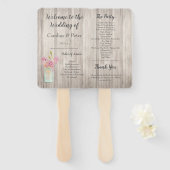 Rustic Wood Pink Floral Mason Jar Wedding Handwaaier (Voorkant en achterkant)