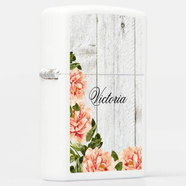 Rustic Wood Pink Floral - Speciaal script (Rechts)