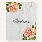 Rustic Wood Pink Floral - Speciaal script Notitieboek (Voorkant)
