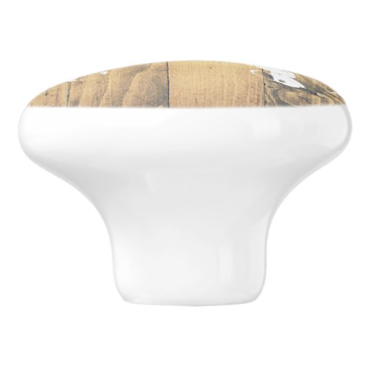 Rustic Wood Planks White Crab | Monogram Keramische Knop (Zijkant)