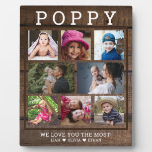 Rustic Wood Poppy We houden van je 8 Foto Collage Fotoplaat