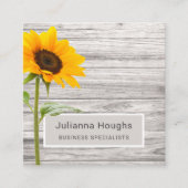 Rustic Wood Print Sunflower Vierkante Visitekaartje (Voorkant)