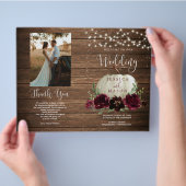 Rustic Wood Pumpkin Folded Wedding Programme Flyer (Hand)