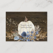 Rustic Wood Pumpkin Navy Blue Floral Book Request Visitekaartje (Achterkant)