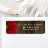 Rustic Wood Red Gerber Daisy Adresetiketten Etiket (Insitu)